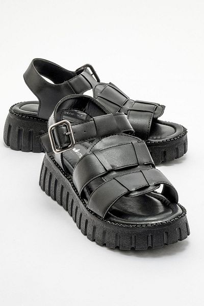 CCWAY AYAKKABI Women's Piping Sandals Black