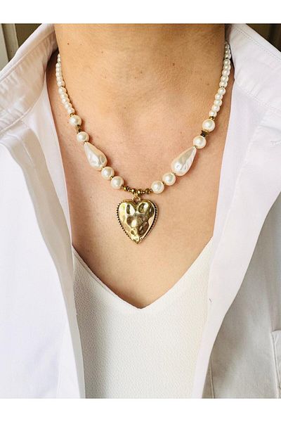 DEVİ fashion Vintage Design Pearl Necklace 46 cm