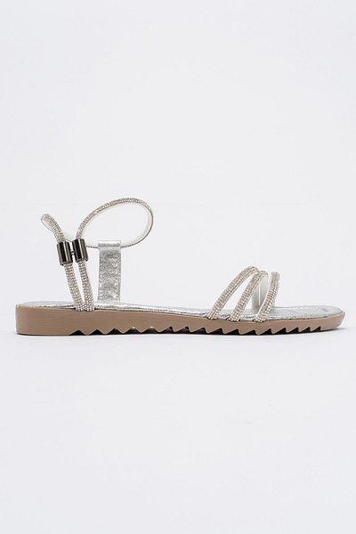 CCWAY AYAKKABI Women's Stone Sandals Silver
