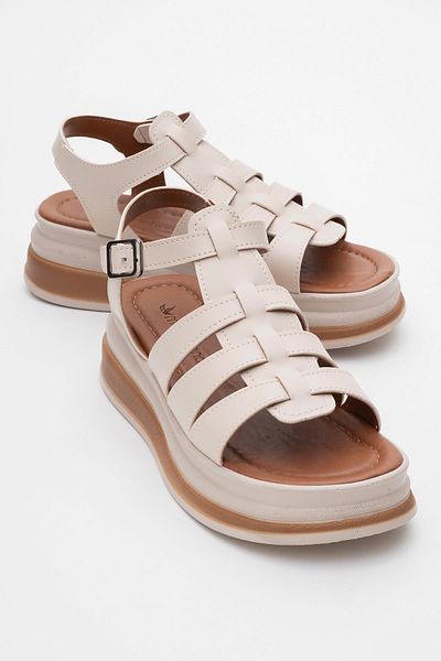 CCWAY AYAKKABI Women's Slip-On Sandals Beige