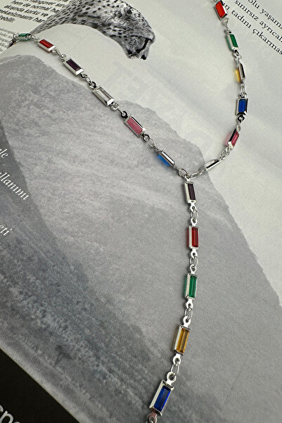 Modex Colorful Thin Rectangle Low-Cut Y Necklace (56cm)