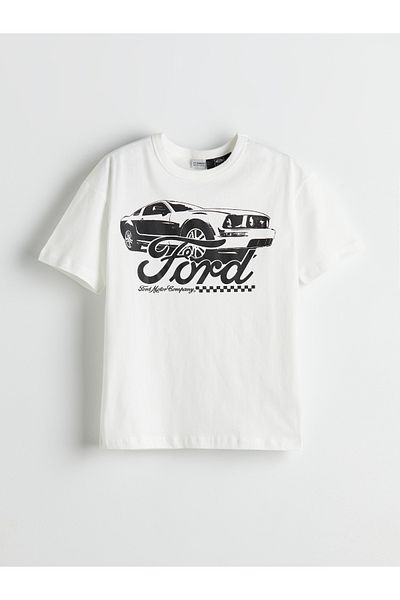 LC Waikiki Koszulka chłopięca z okrągłym dekoltem Ford Printed T-shirt