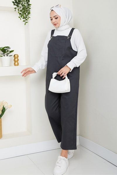 Bestenur Single Pocket Gardener Overalls 1553 - Anthracite