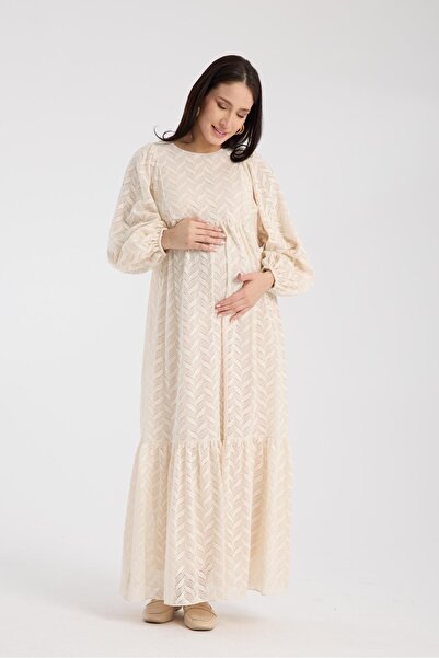 Işşıl IŞŞIL 34548-Hamile Giyim OverSize Dantel Hamile Elbise
