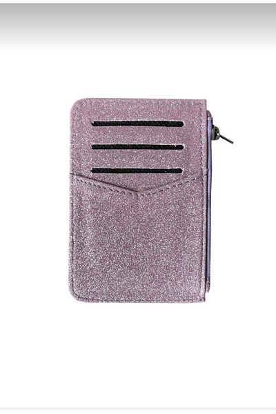 mirakuş Glittery Pink Zipper Detailed Card Holder - Gift