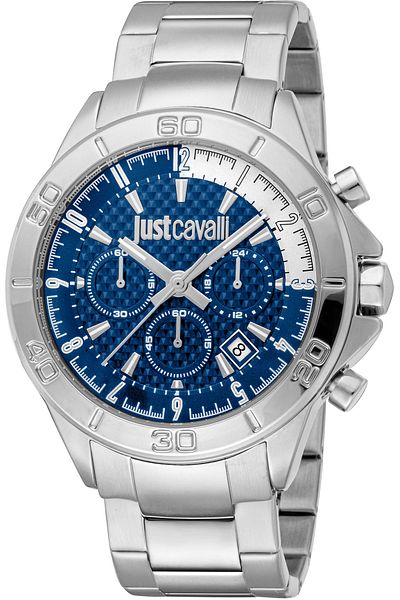 Just Cavalli Ρολόι Just Cavalli για άνδρες JC1G261M0255 σε ασημί χρώμα με μπλε καντράν