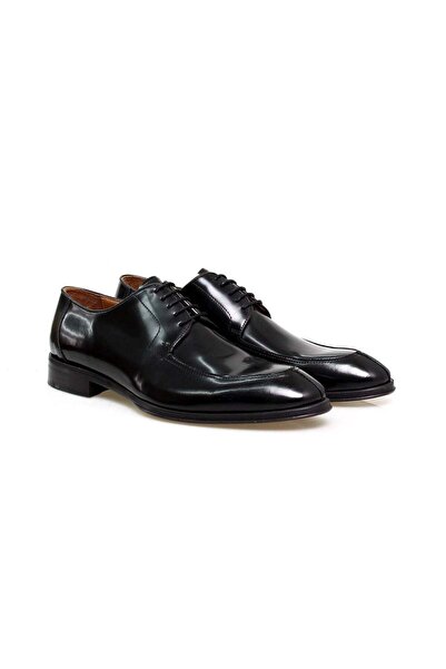 Butik Black Color Lace-Up Genuine Leather Men's Shoes