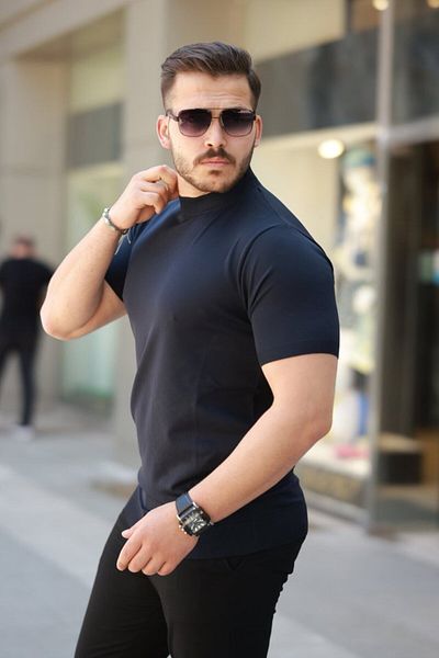 JANES Ανδρικό κοντομάνικο μπλουζάκι με μισό ζιβάγκο