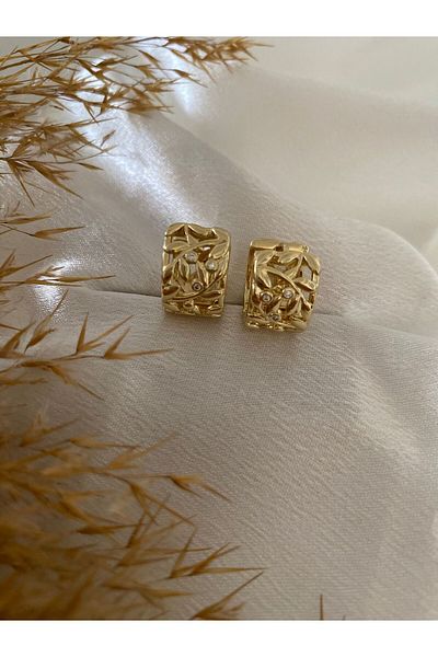 XUPING JEWELRY Ivy Detail Hoop Steel Earrings