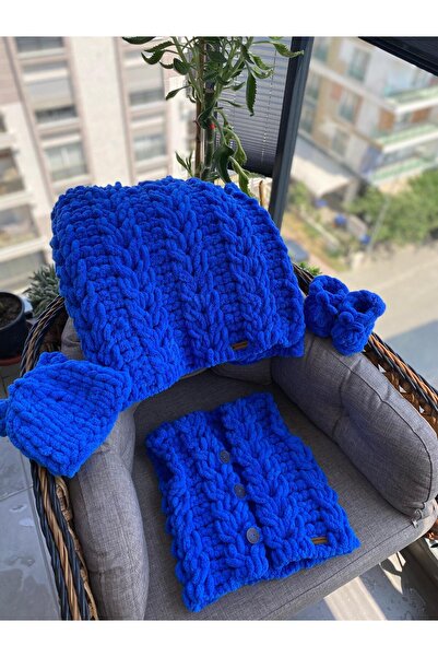 Alizee puffy el örgüsü bebek battaniyesi seti