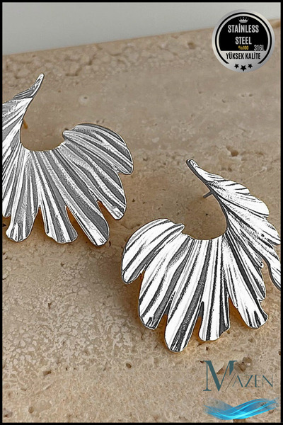 MAZEN Half Leaf Model Earrings | 100% Steel | Antiallergic | Non-Tarnish Lightweight Design