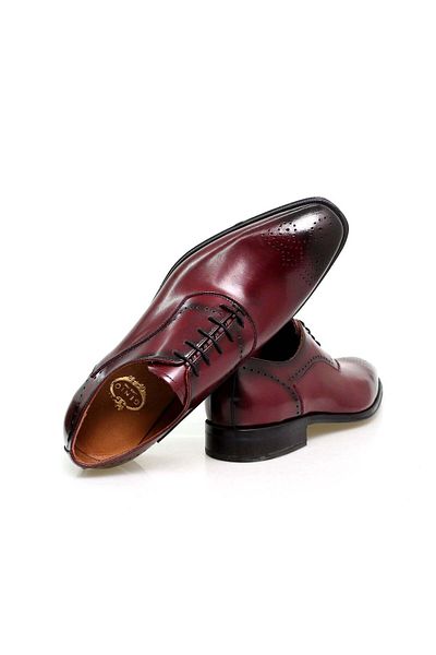 Butik Bordo Color Lace-Up Genuine Leather Men's Shoes