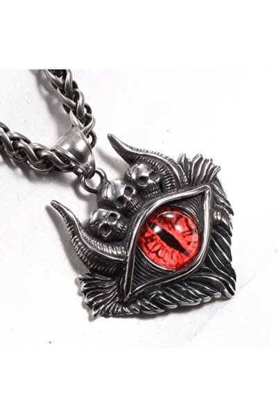 Kaan Accessoire Devil's Eye 60cm Steel Necklace with Skull Detail