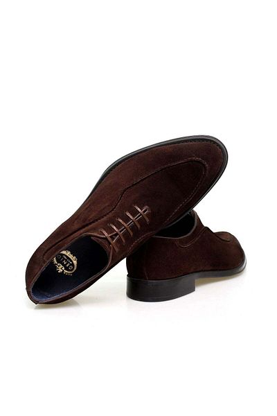 Butik Brown Lace-Up Genuine Leather Suede Men's Shoes