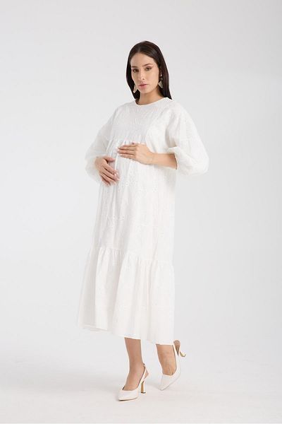Işşıl IŞŞIL 34910-Brode Embroidery OverSize Φόρεμα εγκυμοσύνης