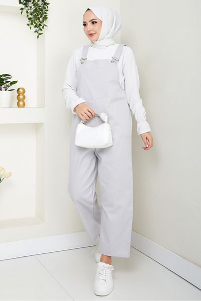 Bestenur Single Pocket Gardener Overalls 1553 - Gray