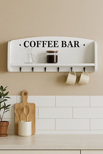 KawDesign Kahve Köşesi, Çok Amaçlı Dolap, Mutfak Rafı, Duvara Monte Kahve Rafı, Filtre Kahve Standı V60 Standı