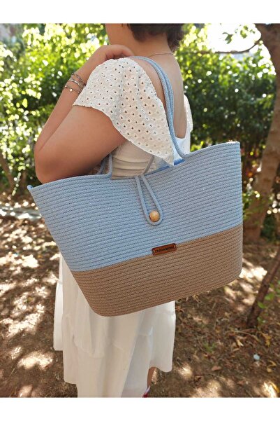 Secem Boutique حقيبة الشاطئ، حقيبة من قش الجوت
