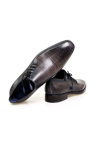 Butik Gray Color Lace-Up Genuine Leather Men's Shoes