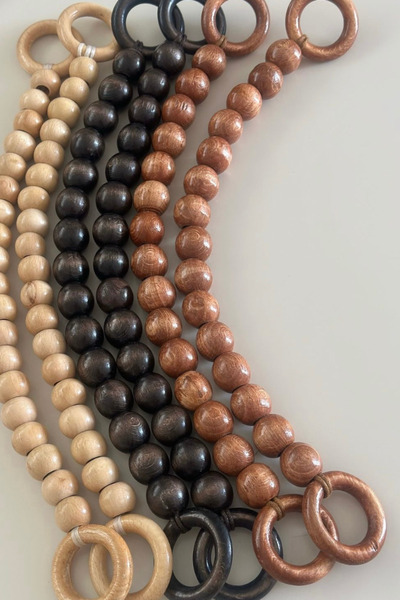 Pnrhobi Ahşap Boncuk Çanta Kulpları-acı kahve