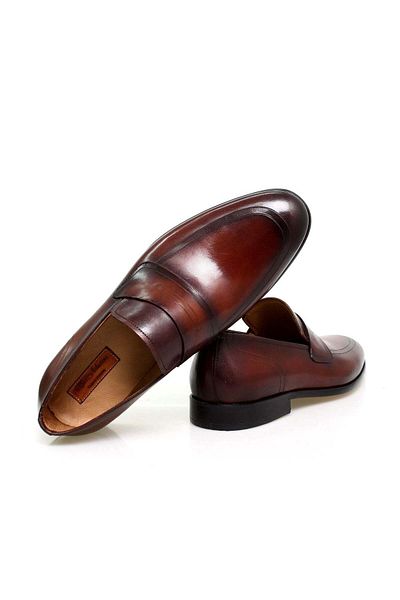 Butik Red Color Laceless Genuine Leather Men's Shoes