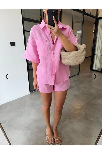 DUSOHOME Cămașă cu mânecă scurtă Pantaloni scurți Set de muselină