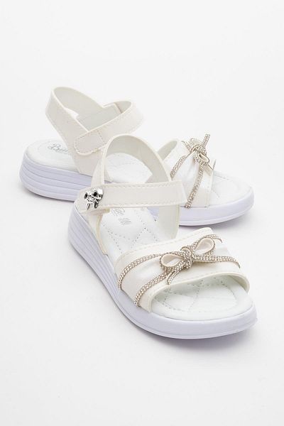 CCWAY AYAKKABI Children's Teddy Bear Stone Sandals White