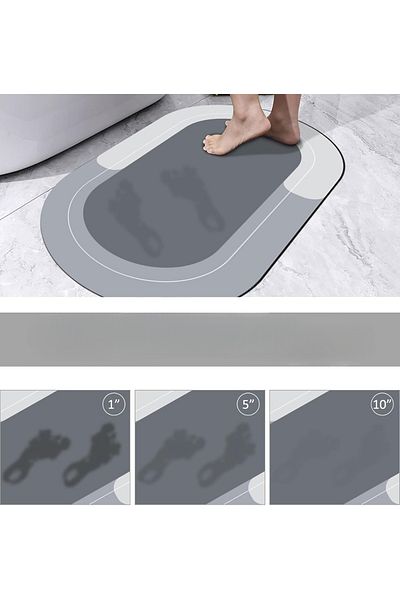 MAİN SHOP Oval Magic Water Absorbent Bath Mat Αντιολισθητικό Πατάκι Ποδιών 38x58 cm Χωρίς γράμματα Μοντέλο M-60