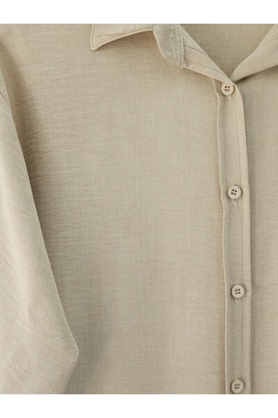 Modamorfo Λινό πουκάμισο με ένα κουμπί τσέπης - Πέτρα