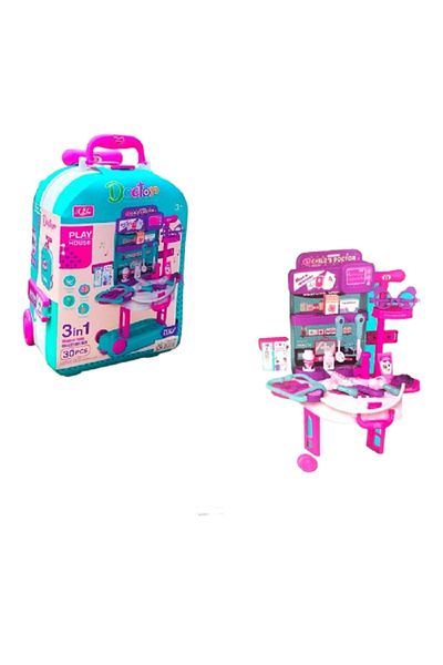 rexa 3-in-1 Doctor Toy Box for Kids – Medical Kit with Rolling Suitcase Design