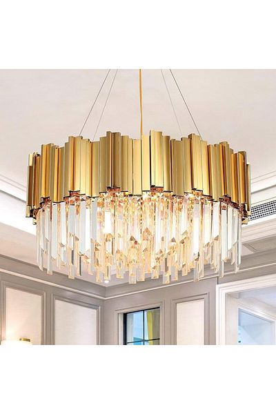 LightPlanet Crystal chandelier on chain GOLD 12xE14/40W/230V