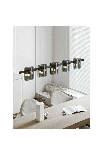Jiju Led Modern Polish Gold Black Glass G9 X 5 Chandelier