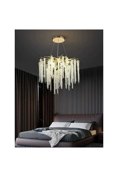 Jiju Chandelier Gold Metal Crystal 6xe14 D450mm