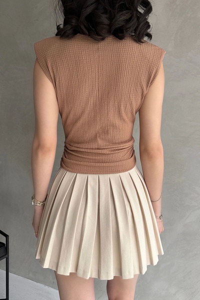 Lukas Wrapped Blouse with Padded Shoulders and Belted Waist