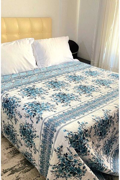 Özyuvam Quilted Cotton Fiber Filled Double Floral Patterned Pique