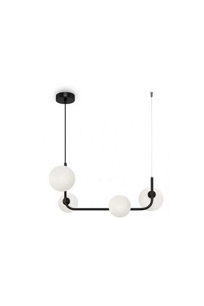 LightPlanet Black Pendant Lamp With 4 Matte White Globes E27x4