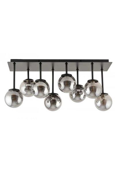 Jiju Modern Black 8-light Chandelier With Smoked Glass