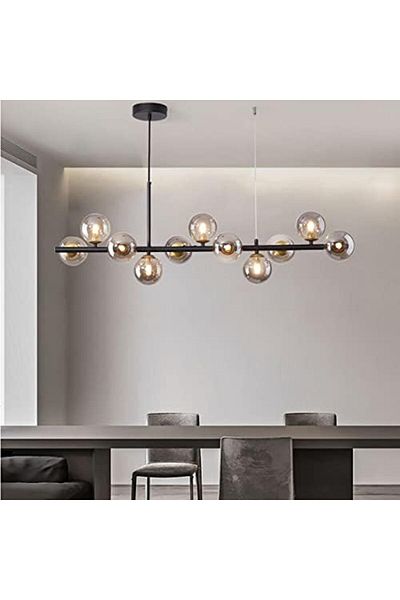 LightPlanet Modern LED Chandelier Globe Smoke G9 x 9