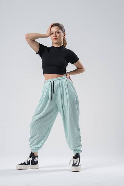 SUPERBLUE Women's Patterned Summer Mint Jogger Baggy Trousers