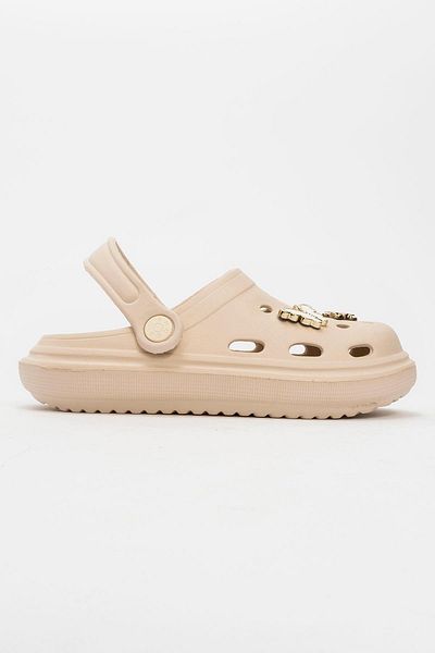 CCWAY AYAKKABI Children's Accessory Sabo Slippers 31-35 Ecru