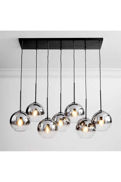 LightPlanet Chandelier Silver with Black e27*7 maximum 60w/bulb Globe 20cm