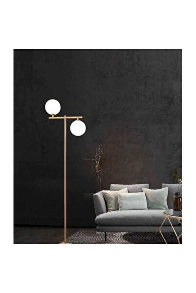 Sueva Lampa dar 157cm Cu 2 Glob Alb Mat Auriu