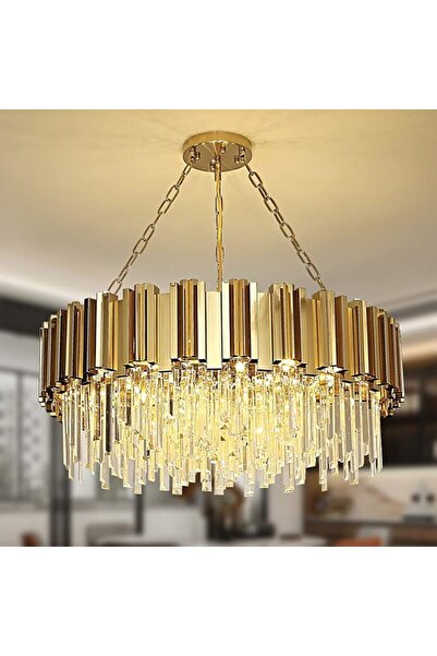 Sueva Candelabru de cristal pe lant GOLD 7xE14/40W/230V