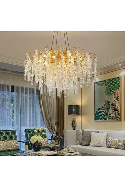 Jiju Chandelier Gold Metal Crystal 6xe14 D450mm