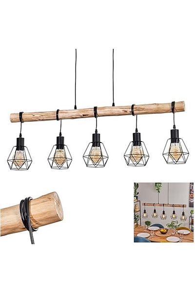 Jiju Chandelier With Rustic Wood E27*6 Maximum 60w/bulb
