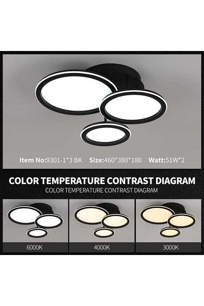 LightPlanet Black LED Chandelier with 2.4G wifi Remote Control with adjustable light/cold/warm/neutral intensity