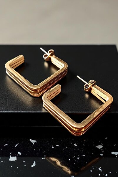 Lina Tia Kadın Çelik Altın Kaplama Karemsi Desen Birleşik Kare Tasarım Model ...