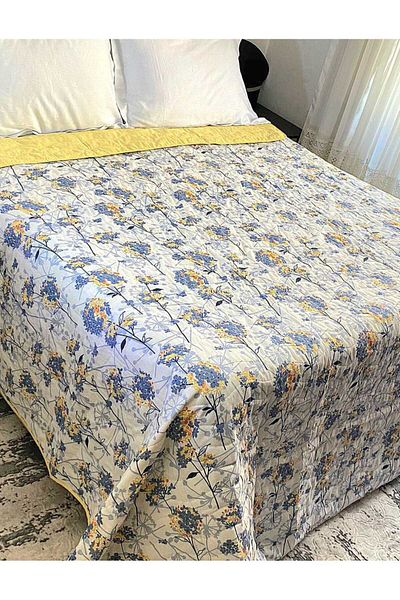 Özyuvam Quilted Cotton Fiber Filled Double Floral Patterned Pique