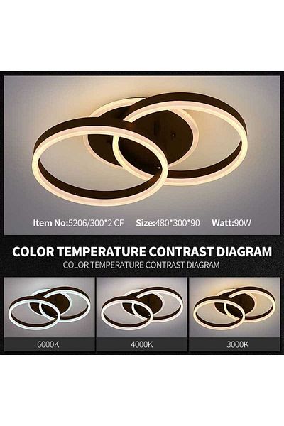 LightPlanet LED Chandelier Dark Brown Dimmable 90W With Remote Control 480×300×90mm