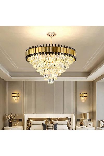 Jiju Chandelier Gold Crystal Modern 16x14 D800mm